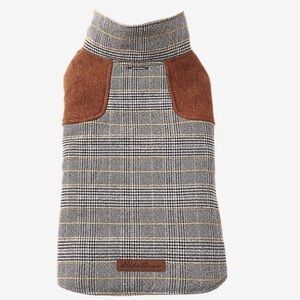 Eddie Bauer Houndstooth Dog Coat with easy underbelly strap